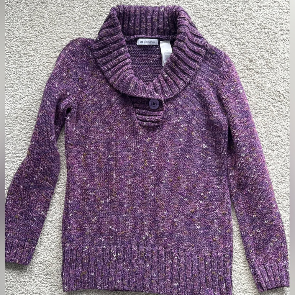 Liz Claiborne Speckled Purple Turtleneck Sweater Medium